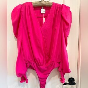 Vibrant Pink V-Neck Bodysuit - NEW
